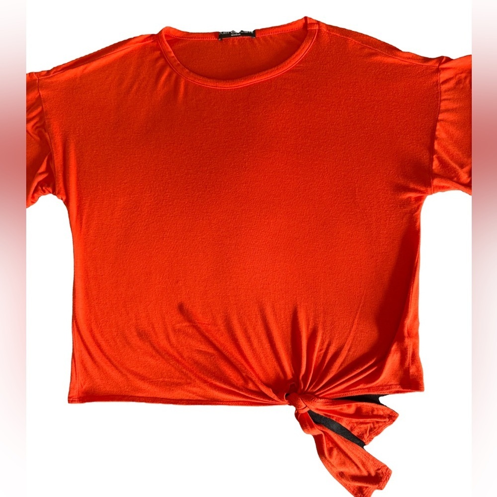Kim & Cami Orange Crop Tie Front Tee